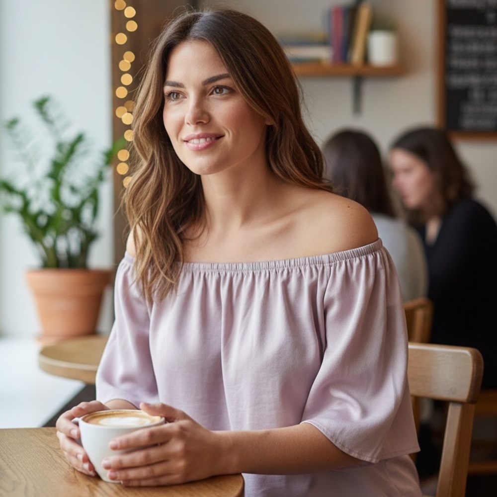 Elegant Light Lavender Off-Shoulder Blouse